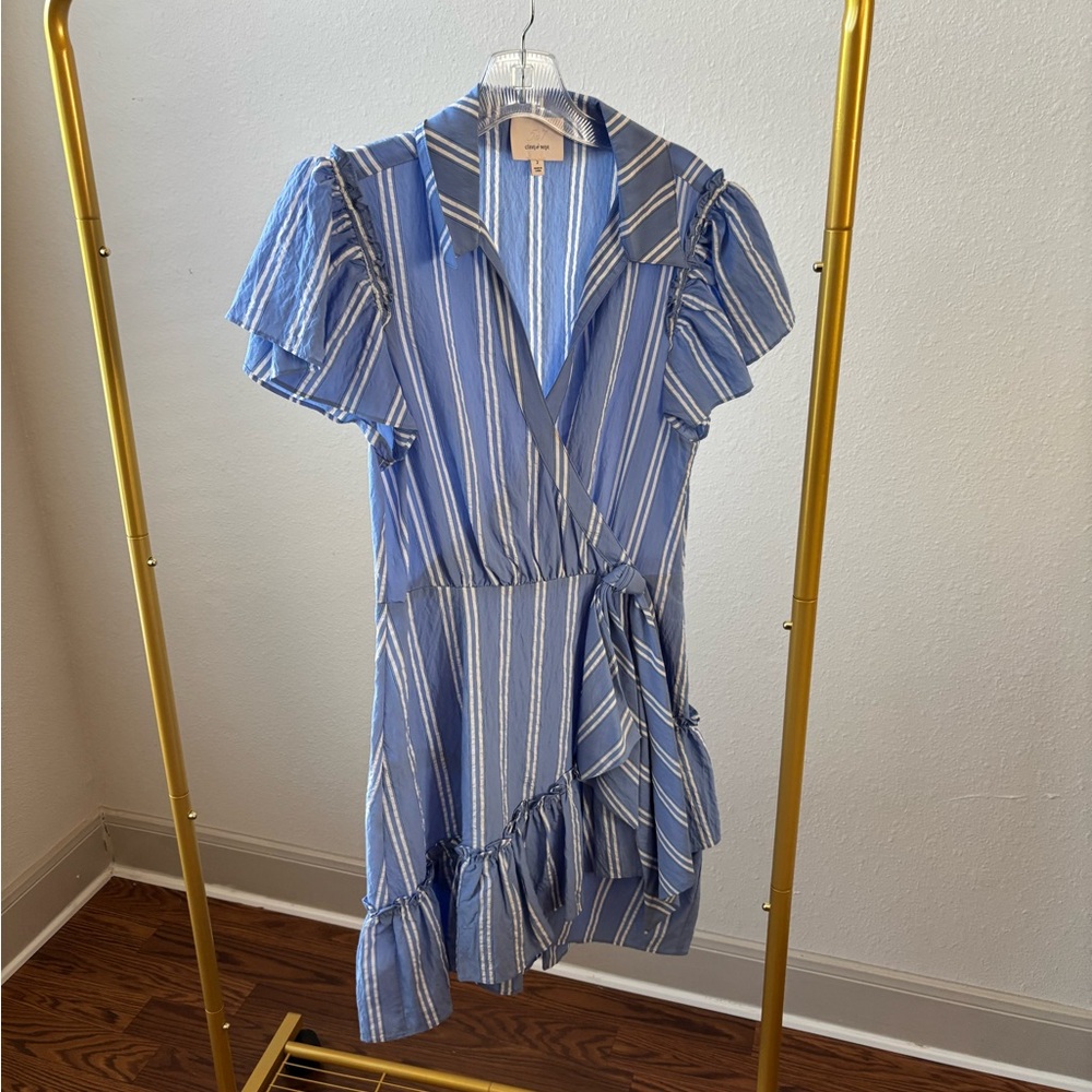 Cinq à Sept Blue and White Striped Dress